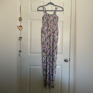 DOKOTOO size XS Pink and Lavender Floral Women's Jumpsuit with pockets